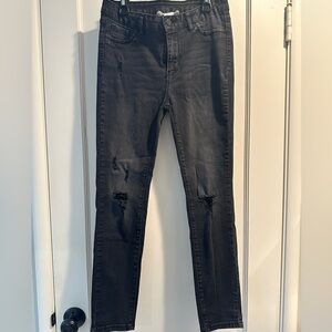 Women’s Black Distressed Slim Jeans